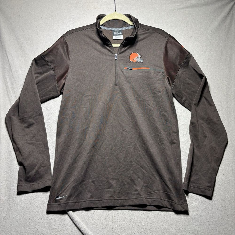 Nike On Field Dri-Fit Cleveland Browns Shirt Men's‎ Small Long Sleeve 1/4 Zip